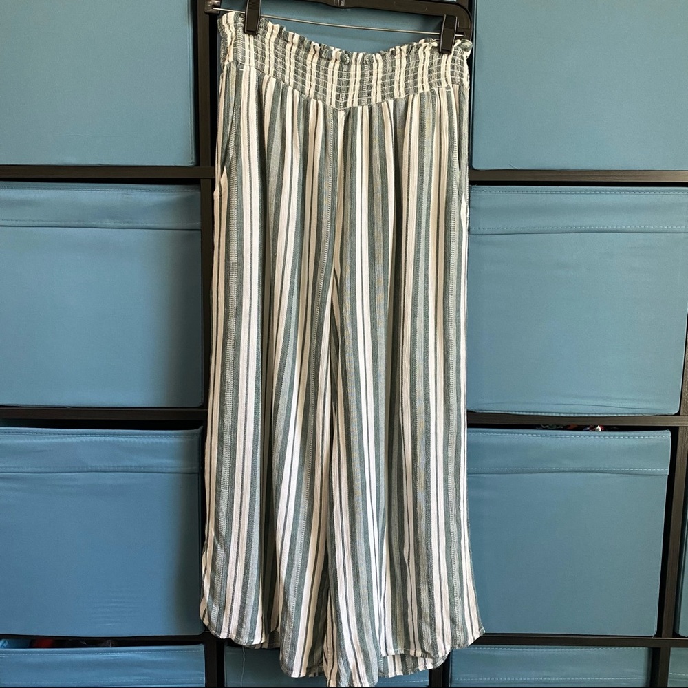 AE Striped Lined Elastic Waist Wide Leg Womens pants Size M
